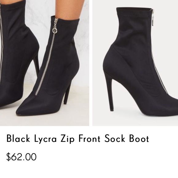 NIB Black Zip Up Booties by Pretty Little Thing - Picture 4 of 4